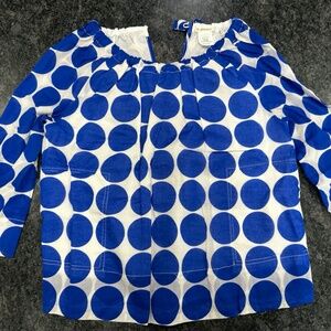 Girls J Crew Crewcuts Blue White Polka Dot Shirt Top - size 10